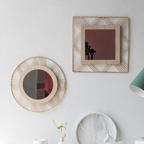

mirrors modern minimalist mirror metal geometry creative nordic style hanging wall aesthetic miroir mural room decoration ei50jz