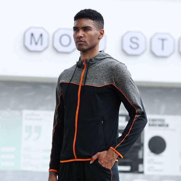 

men's autumn and tracksuits winter loose sportswear running casual fitness hooded training clothes zipper long sleeve 91605, Gray