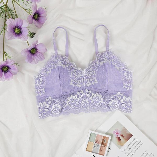 

camisoles & tanks women floral lace bra, deep v neck 3/4 cup flower see-through mesh underwear lingerie, Black;white