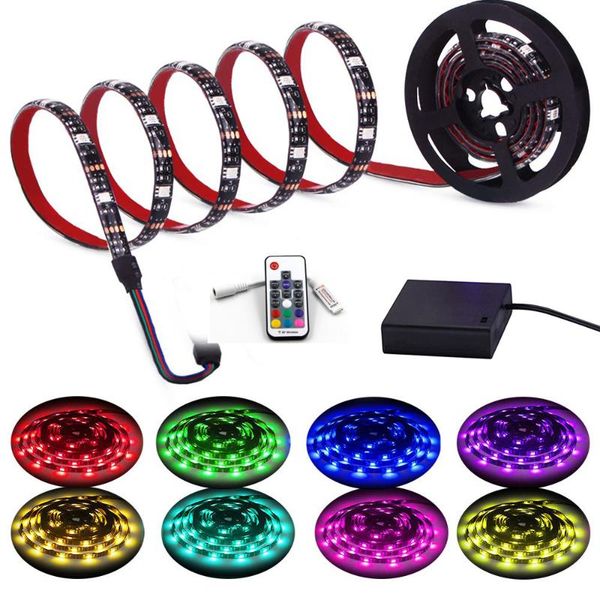 

ribbon rgb led strip battery operated tape lights waterproof ir rf remote control 4 battery powered fita led stripe