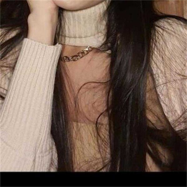 

za omen turtleneck short sweater fashion ladies full sleeve chic female streetwear 210714, White;black