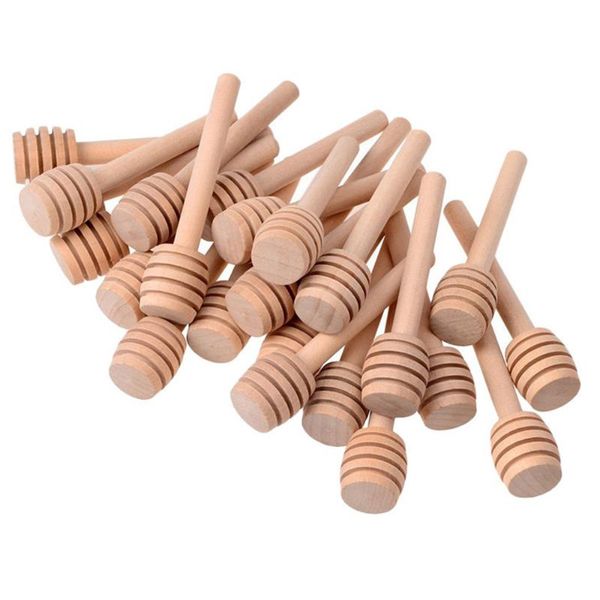 

spoons 30pcs 8cm long mini wooden honey stick dippers spoon for jar