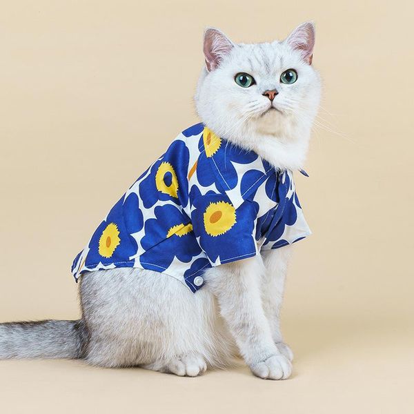 

cat costumes pet clothes summer print flower shirt jacket dog coat puppy spring