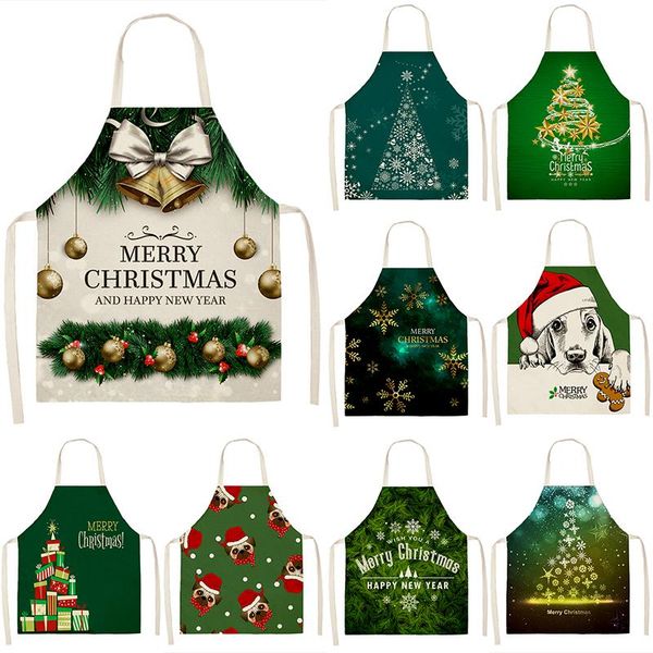 

aprons christmas tree gift pattern clean apron home cooking kitchen chef wear cotton linen bib male female