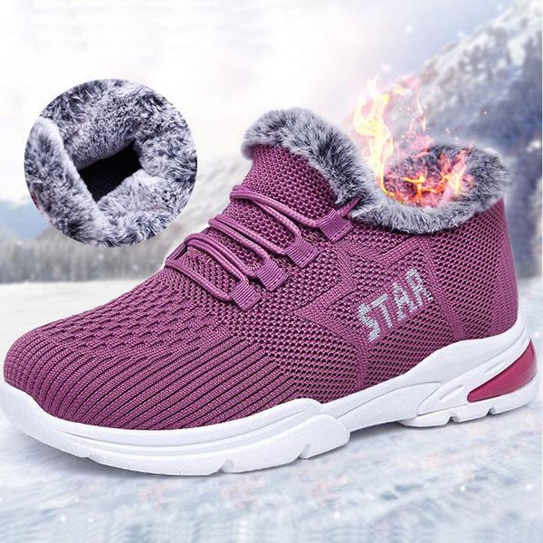 

boots women 2021 winter rubber flat ankle woman casual shoes snow non-slip plush warm cotton femmes bottes, Black