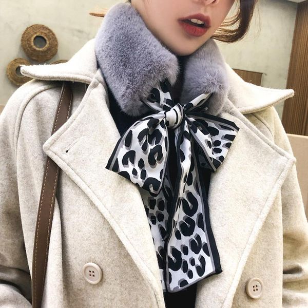 

scarves fashion leopard printed scarf women winter warm soft imitation fur v ring neck collar outdoor thick thermal snood, Blue;gray