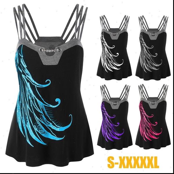 

zogaa women plus size fashion print embellished strap tank summer womens sleeveless tanks, White