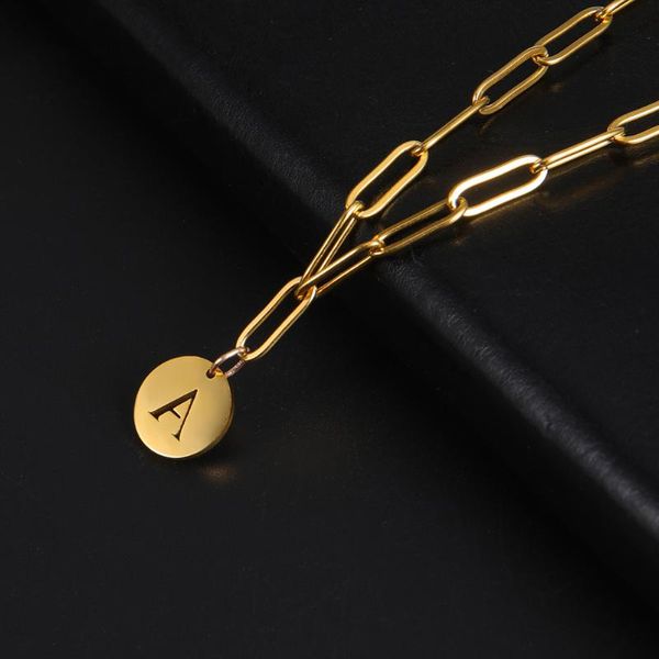 

pendant necklaces cooltime minimalist initial letter choker necklace stainless steel punk chain for women jewelry accessories hip hop, Silver