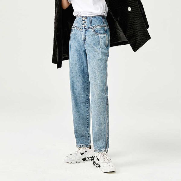 

high waist 2021 jeans women's loose radish pants be ny, Blue
