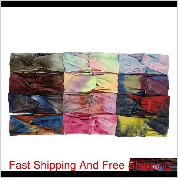 

dhl bohemian tie dye cross hair band for women yoga sport fitness headbands knot wide b qylfcg cissors, Black;brown