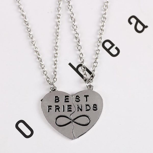 

pendant necklaces broken heart necklace friends forever 2pcs splicing friendship gifts wholesale, Silver