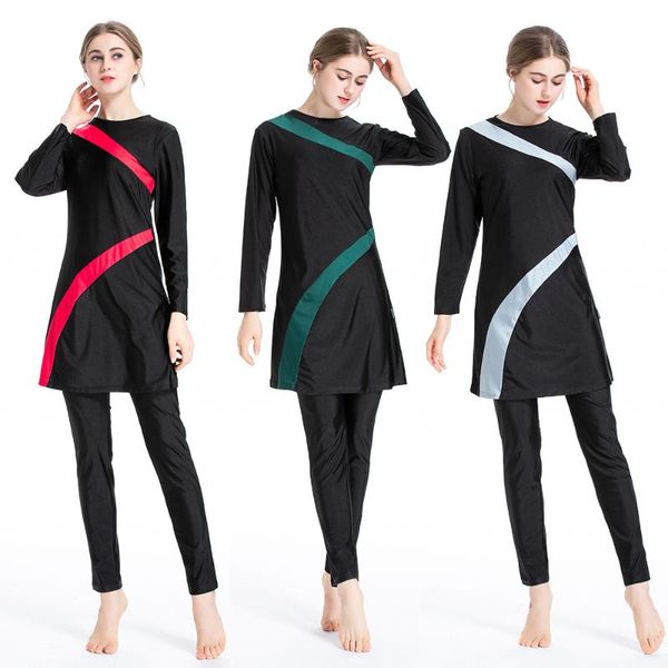

swim wear plus size 5xl 6xl women muslim swimsuits 2021 patchwork three piece swimwear islamic burkinis beachwear femme bathing suits