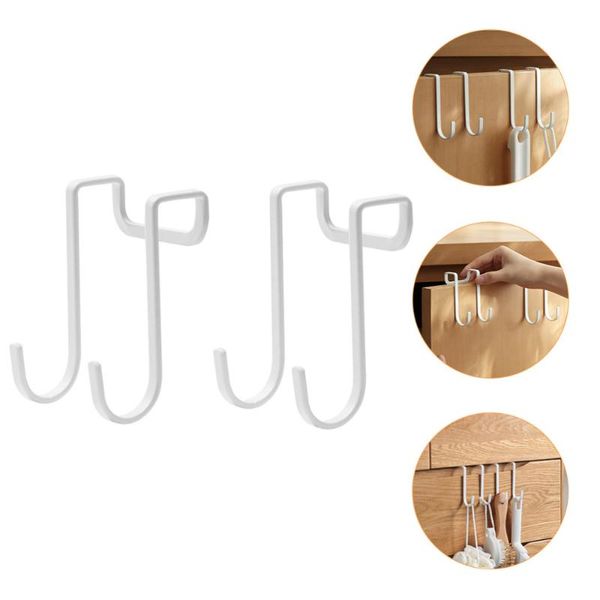 

storage bags 2 pcs 1 set double-row clothes hooks punch-door back (white)