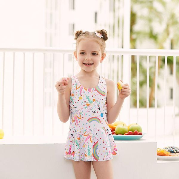 

one-pieces 2021 children's korean fashion cartoon one-piece girl swimsuit boxer skirt casual kids swimwear yc03, Black