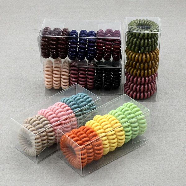 

9 pcs/box kid elastic hair bands rope solid telephone ring rubber band scrunchies ponytail holder gum for women girls hair ties, Slivery;white