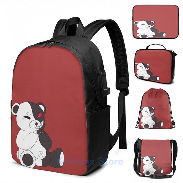 

backpack funny graphic print how desbearing usb charge men school bags women bag travel laptop
