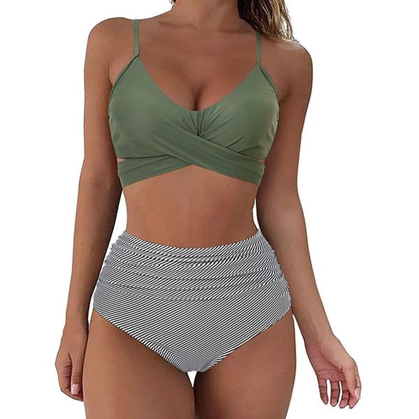 

one-piece suits 2021 ladies high waist split swimwear summer bikini set backless beach pool wear xl