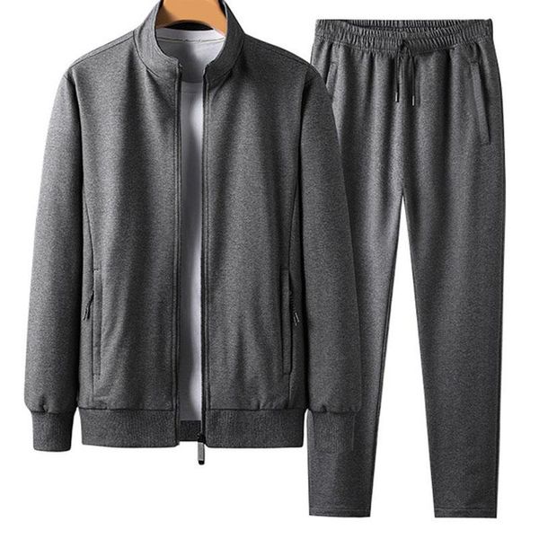

autumn spring men's sets 5xl 6xl 7xl 8xl bust 140cm plus size men's tracksuit 3 colors, Gray