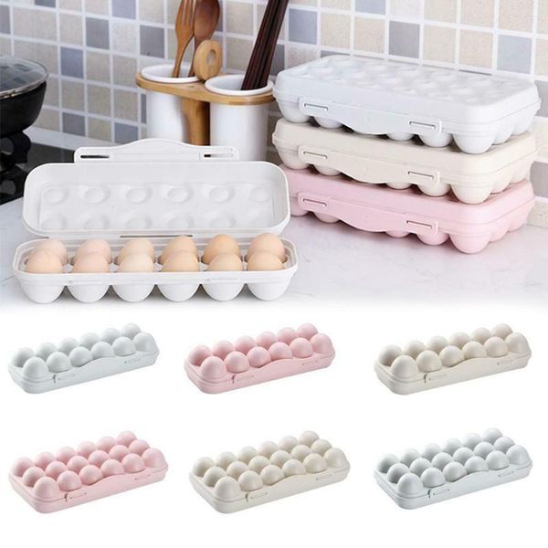 

storage bottles & jars anti-collision damaged egg box with lid buckle type superimposable 12/18-grid eggs holder food bin