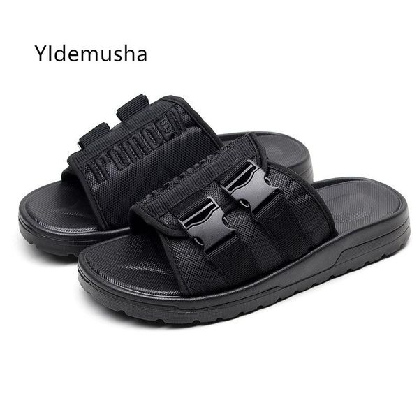 

slippers summer 2021 open toe men's shoes fashion buckle men breathable non slip sandals casual black beach