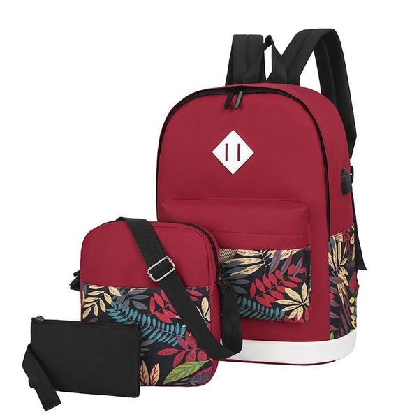 

bag school school travel mochila men with one 3pcs/set large women schoolbag backpack bag shoulder student usb backpack charging axlft, Red;black