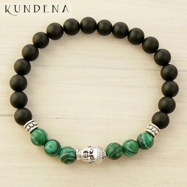 

tennis 8mm malachite yoga jewelry for matte black onyx beaded buddha bracelet men mala buddhist, Golden;silver