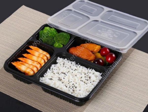 4 Compartments Take Out Recipientes Caixas de Embalagem de Alimentos PP de alta qualidade Caixa de Bento descartável de alta qualidade para o transporte marítimo do hotel DAW317