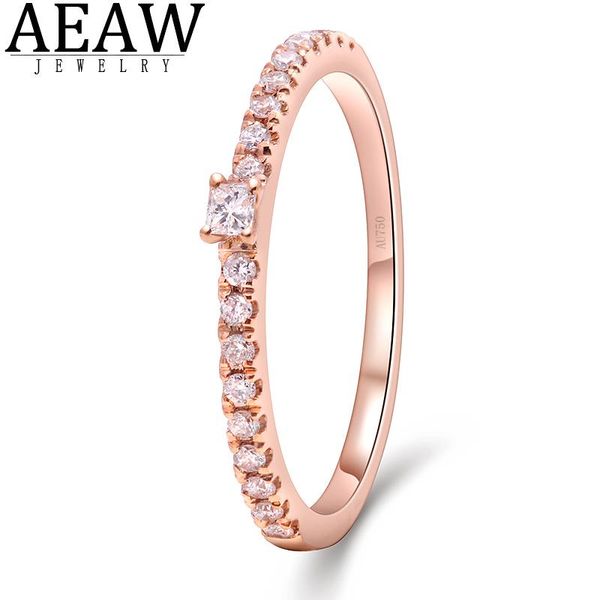 

cluster rings 0.18ctw d color princess brilliant cut moissanite engagement band half eternity real solid 14k rose gold, Golden;silver