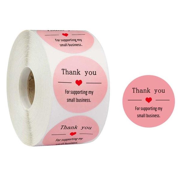 

gift wrap 500pcs/roll pink diy thank you for your order stickers wedding handmade with love round seal labels scrapbooking package