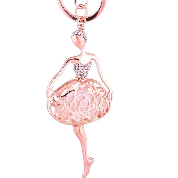 

souvenirs pendant gift diamond dance ballet girl couple car rose gold key chain