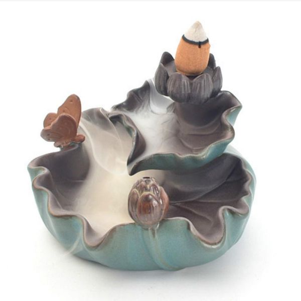 

fragrance lamps backflow incense burner waterfall ceramic arabian buddha holder charcoal bruleur encens buddhist supplies mm50xl