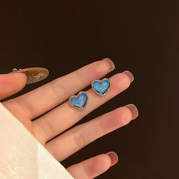 

luxury love earrings 2020 new tide korean temperament simple and compact earrings online celebrity s explosive earrings female, Golden;silver