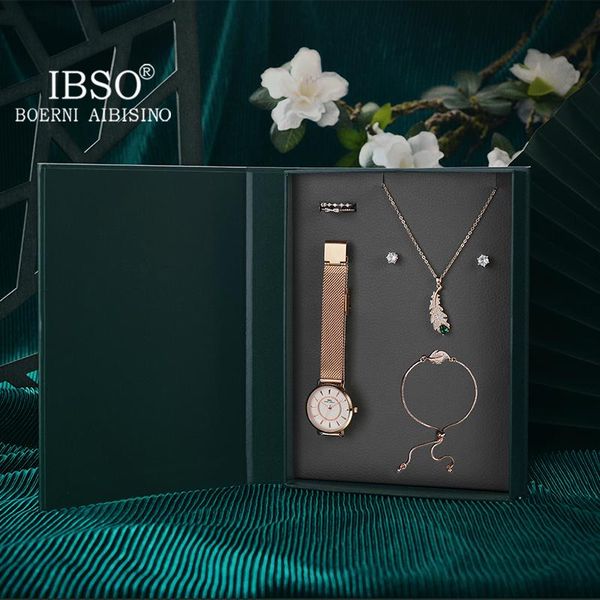 

wristwatches ibso the book of wishes watch set gift for women rose gold elegant jewelry retro design embossed printing japanese movement, Slivery;brown
