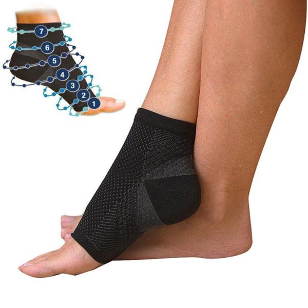 

men's socks s-xl foot angel anti fatigue outerdoor men ankle set compression breatheable sleeve brace support women sports sock, Black