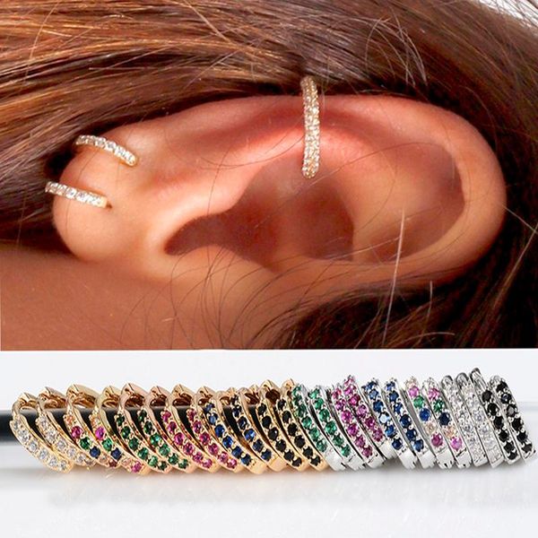 

hoop & huggie women crystal small earrings rhinestone ear circle stud hoops simple girl classic minimal charms, Golden;silver
