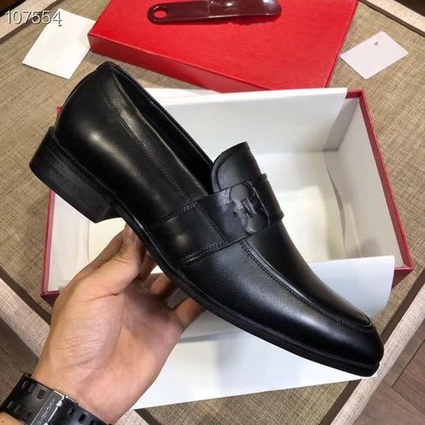 

2020 new real leather men's casual shoes flats formal luxury dress shoes nonslip slip on black mens loafers breathable male footwear