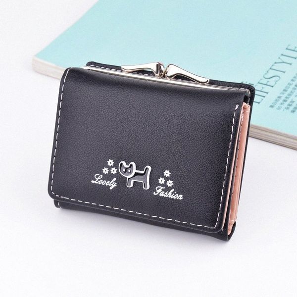 

wallet female short section korean version of the cat small fresh student mini coin purse 2019 new folding wallet branded wallets purs u9iv#, Red;black