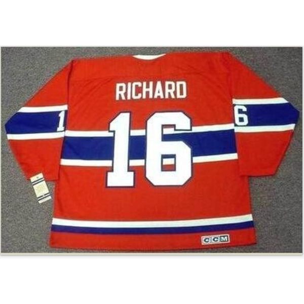 

goodjob men youth women vintage #16 henri richard montreal canadiens 1973 ccm hockey jersey size s-5xl or custom any name or number, Black