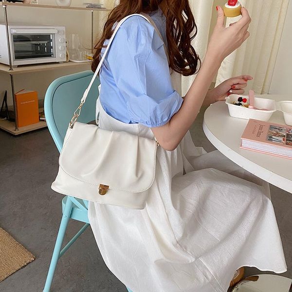 

evening bags 2021 european and american niche cream color handbag fold clouds underarm bag shoulder diagonal women