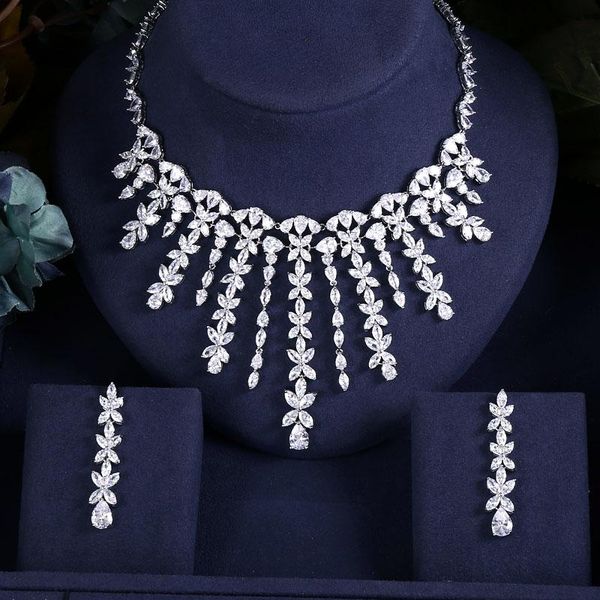 

wedding jewelry sets fashion cubic zircon set for women selling dress accessories crystal 4pcs bridal, Slivery;golden