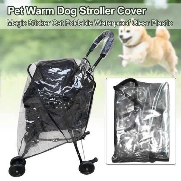 

pushchair pram dog stroller cover foldable waterproof dustproof carrier accessories clear plastic pet warm breathable protection