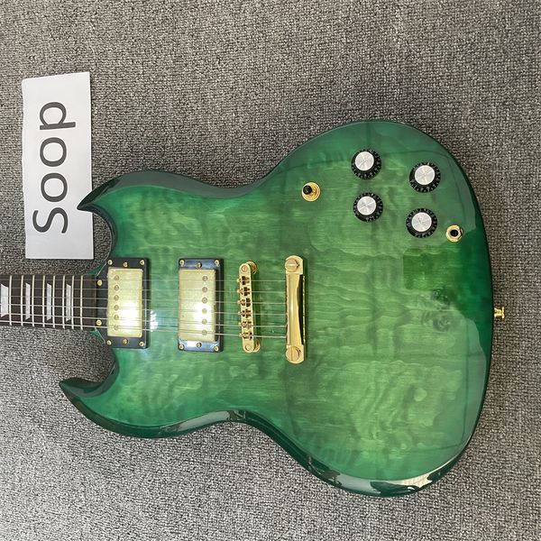 

green water ripple g model electric guitar with real abalone maple fingerboard