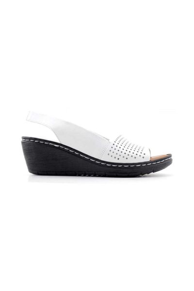 

sandals s034 leather women wedges sandals-white, Black