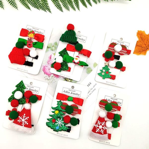 

hair accessories girl hairpin headwear christmas set clip baby hairpins tree santa claus children bands, Slivery;white
