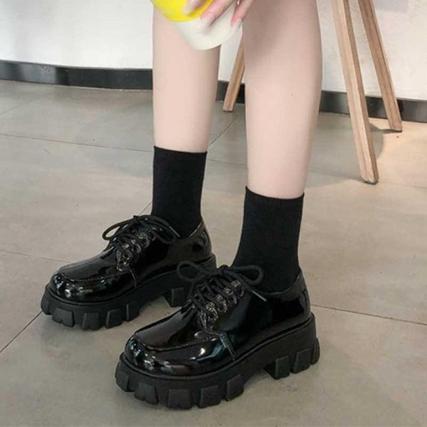 

dress shoes women boots platform lolita oxfords heels school uniform jk student girls kawaii low heel, Black