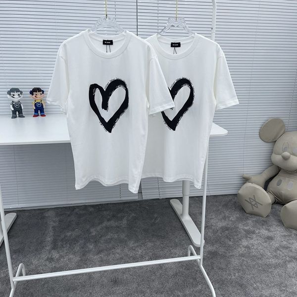 

brand t shirt polos welldone h drawn love letter loose short sleeve t-shirt for students lovers, White