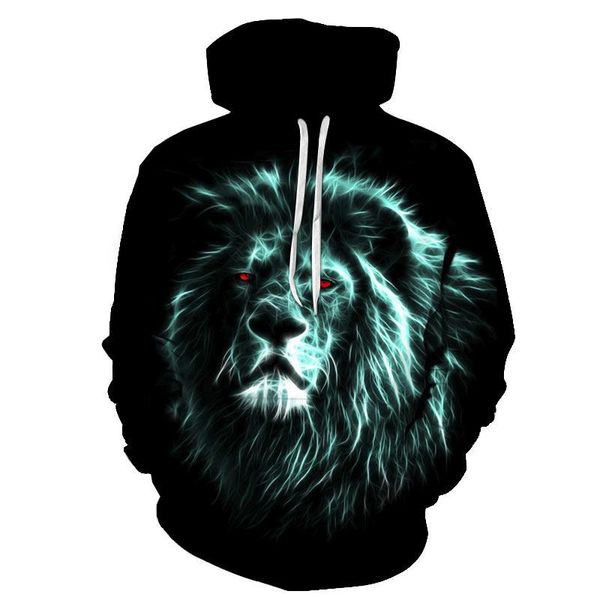 

men's hoodies & sweatshirts animal lion 3d printed fashion hoodie harajuku street pullover autumn sweatshirt casual jacket sportswear, Black