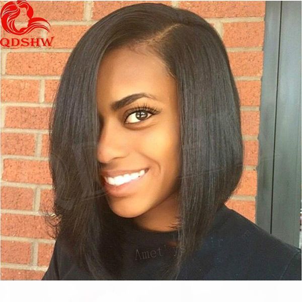 

u part human hair wigs bob for black women yaki straight u part wigs short bob virgin unprocessed glueless upart wig baby hair, Black;brown