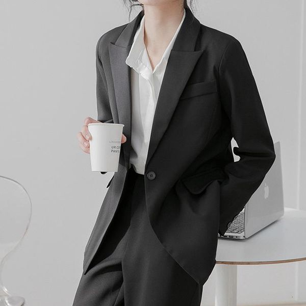 

ol elegant casual formal professional blazer jacket 2021 new spring fall minimalist notched women blazers loose suit coat 0cxo, White;black