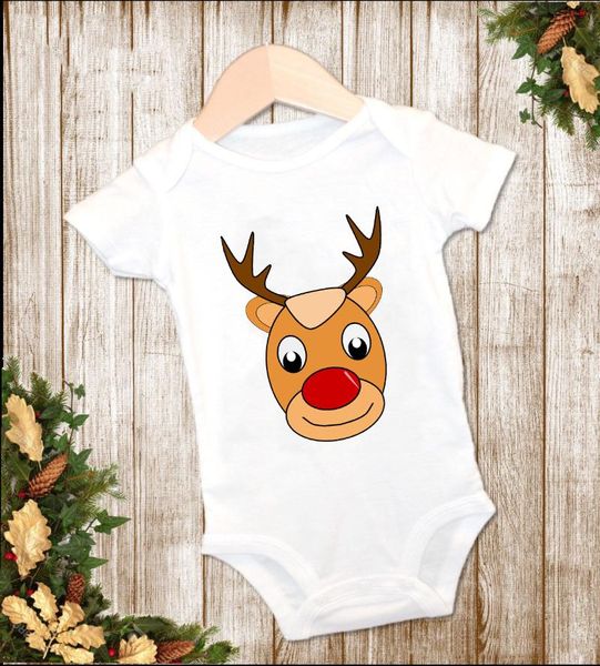 Borns Bebek Bodysuits için Rompers Giysileri Merry Christmas Desen Kısa Kollu Rahat Bebek Erkek Kız Yumuşak Romper Roupa De